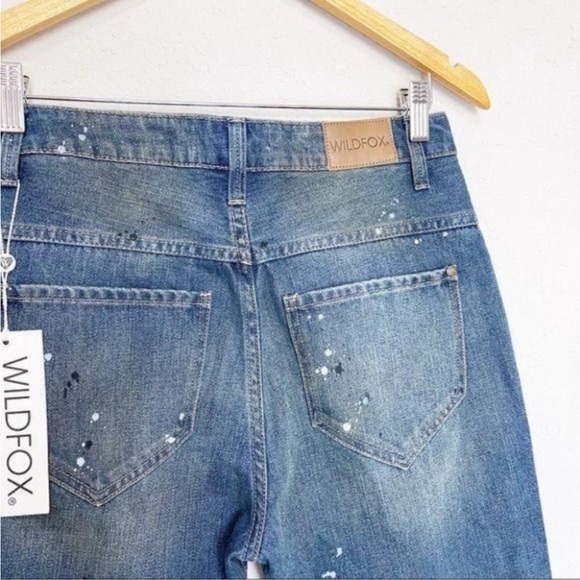 Wildfox Baggy Crop Jean Da Vinci Size 25 Distressed NWT Paint 100% Cotton - Picture 5 of 8